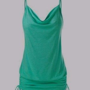 Green draped neck tank top